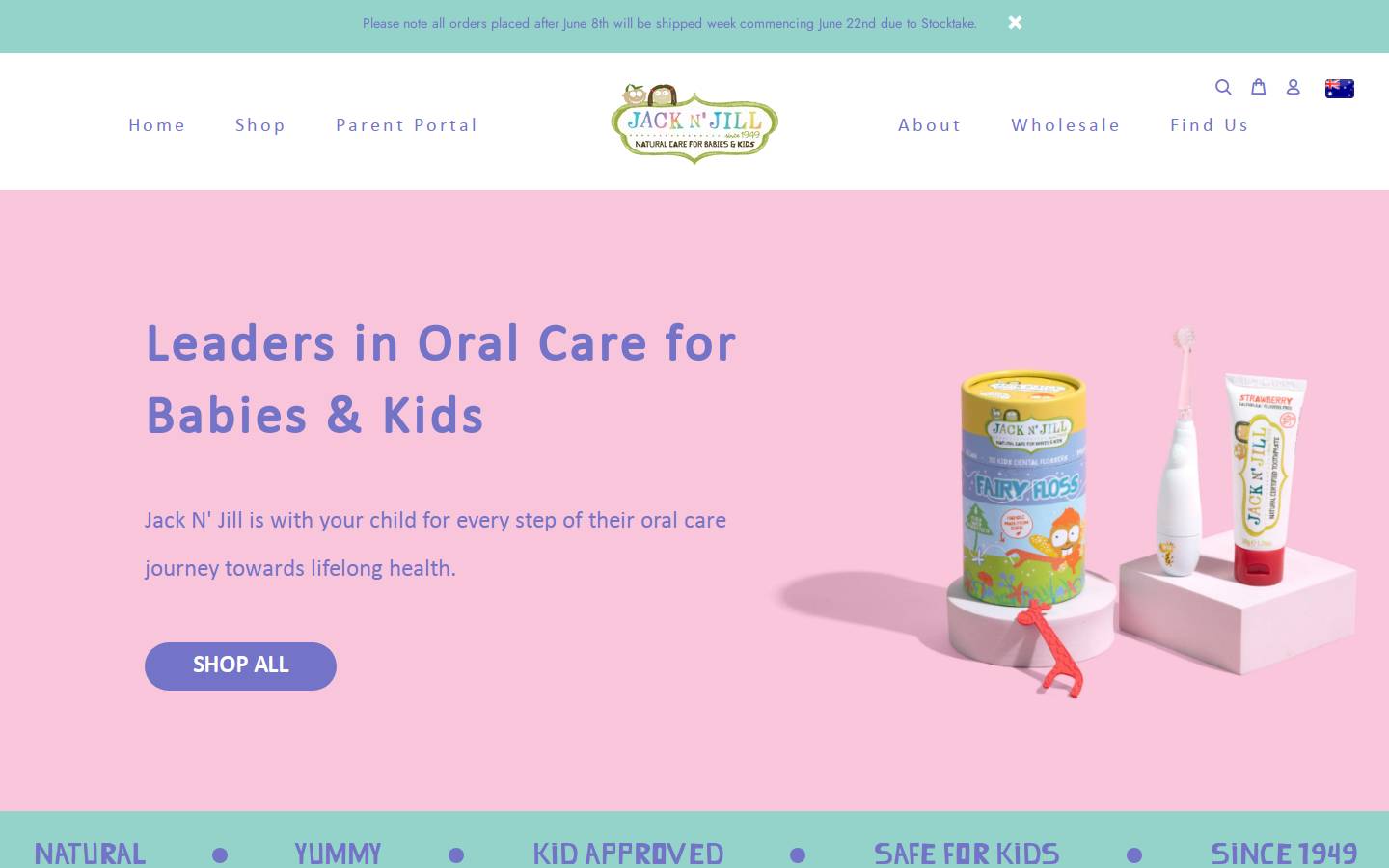 jacknjilltoothpaste.com.au homepage screenshot