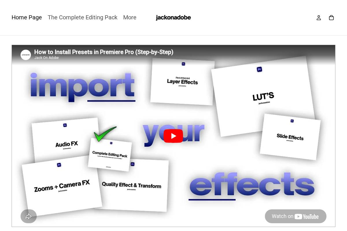 jackonadobeeffects.com homepage screenshot