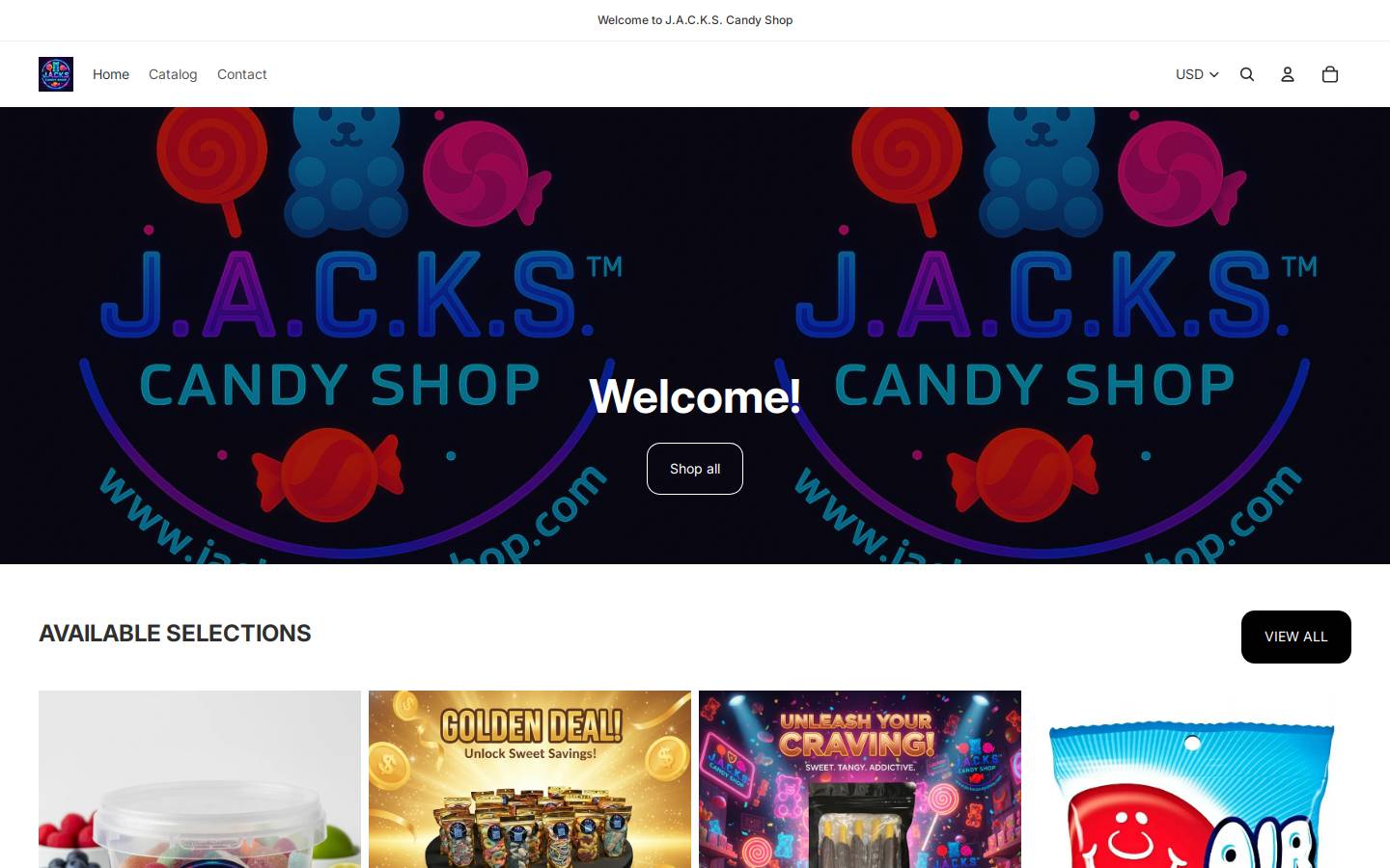 jackscandyshop.com homepage screenshot