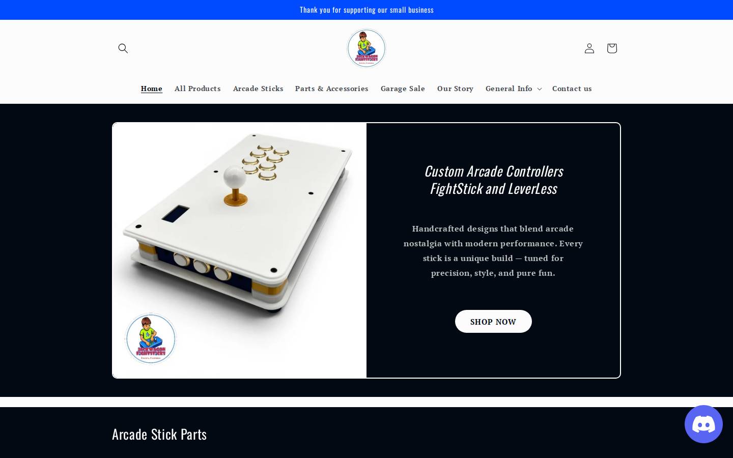 jackwagonfightsticks.com homepage screenshot