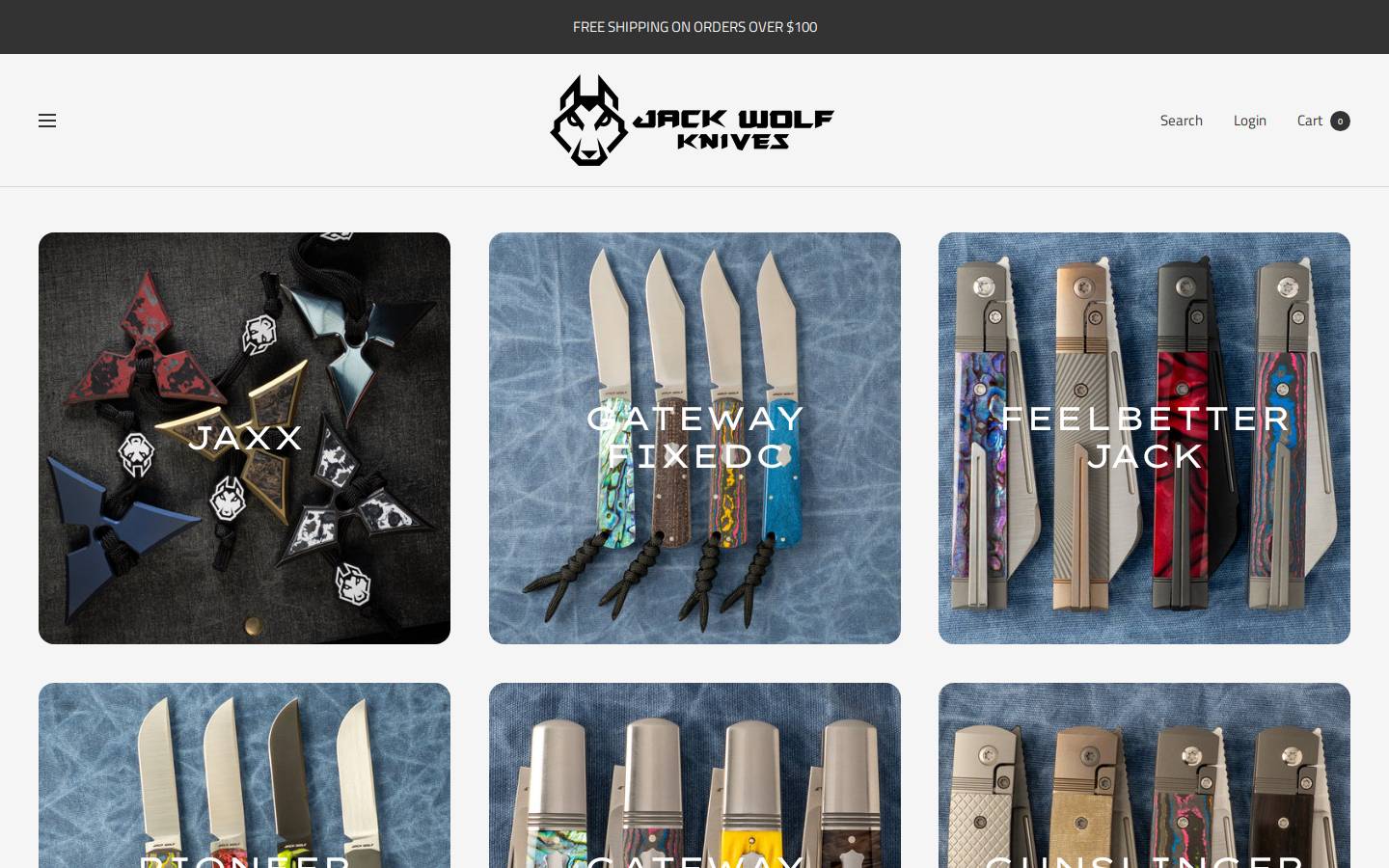 jackwolfknives.com homepage screenshot