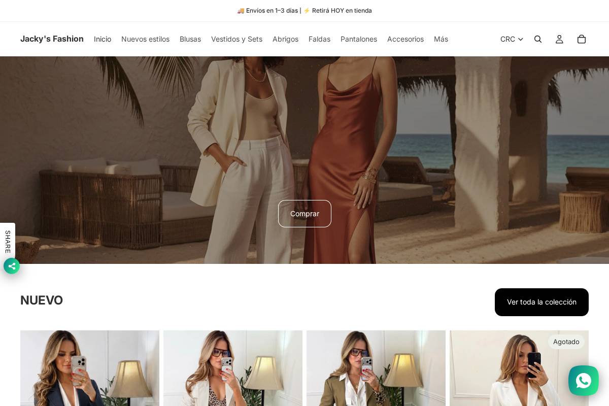 jackysfashion.com homepage screenshot