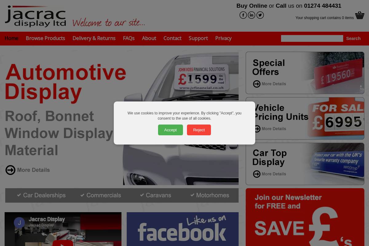 Jacrac homepage screenshot