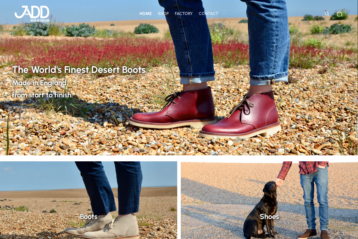 jadd.shoes homepage screenshot