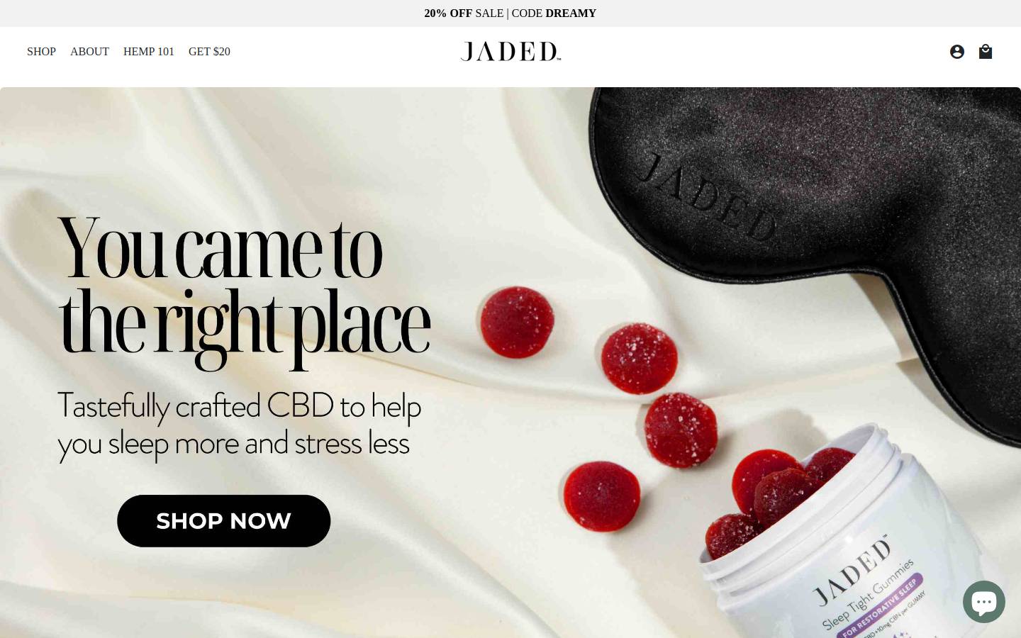 jadedcbd.com homepage screenshot