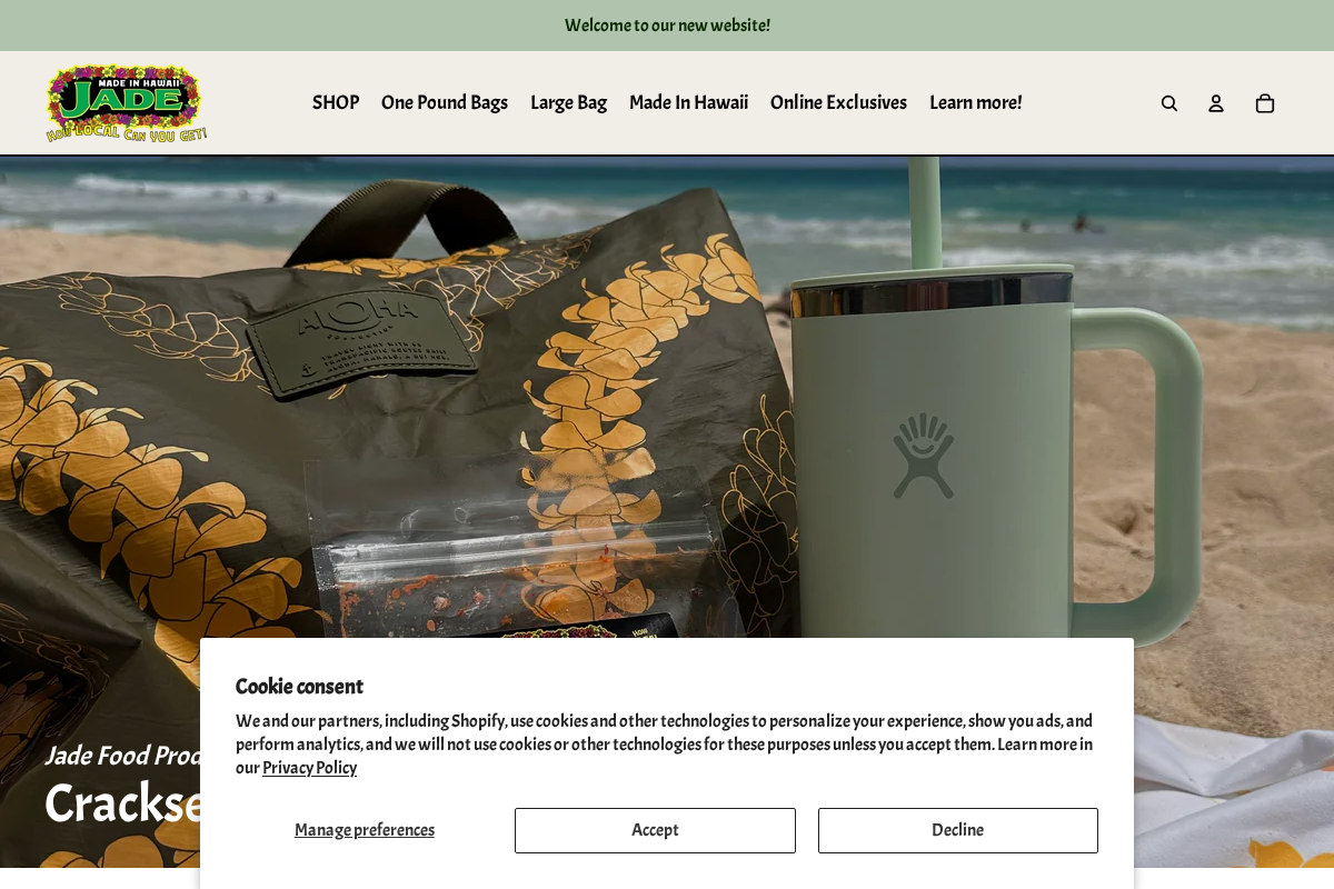 Jade Food Products Inc homepage screenshot