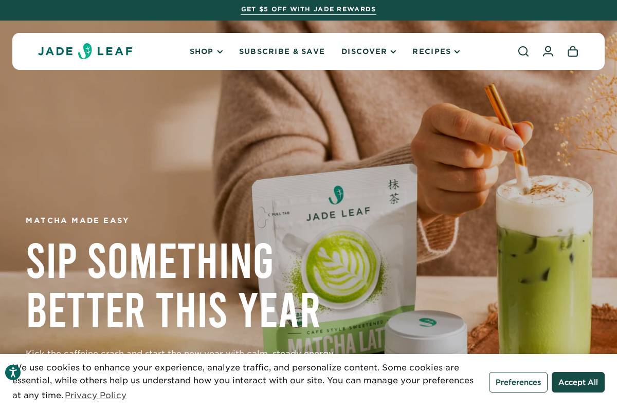 Jade Leaf Matcha homepage screenshot