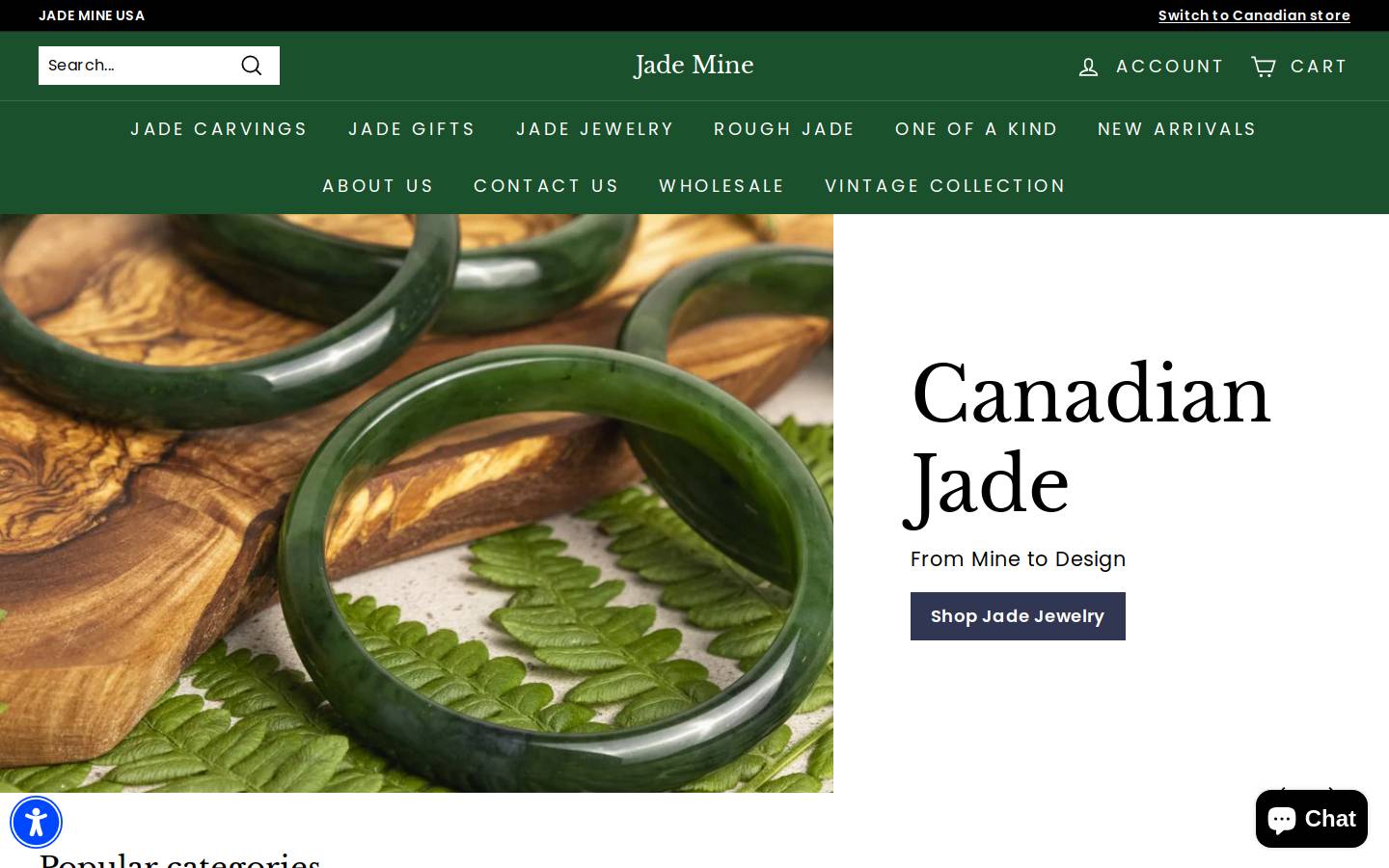 The Jade Mine homepage screenshot