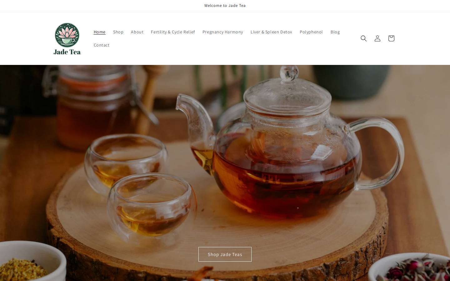 jadeteas.com homepage screenshot