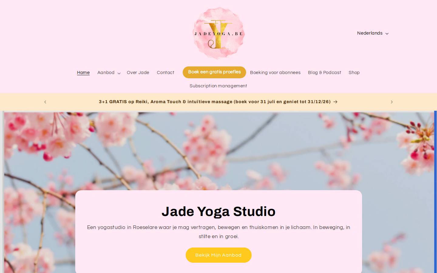 JadeYoga homepage screenshot