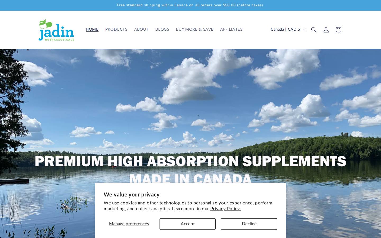 jadin.ca homepage screenshot