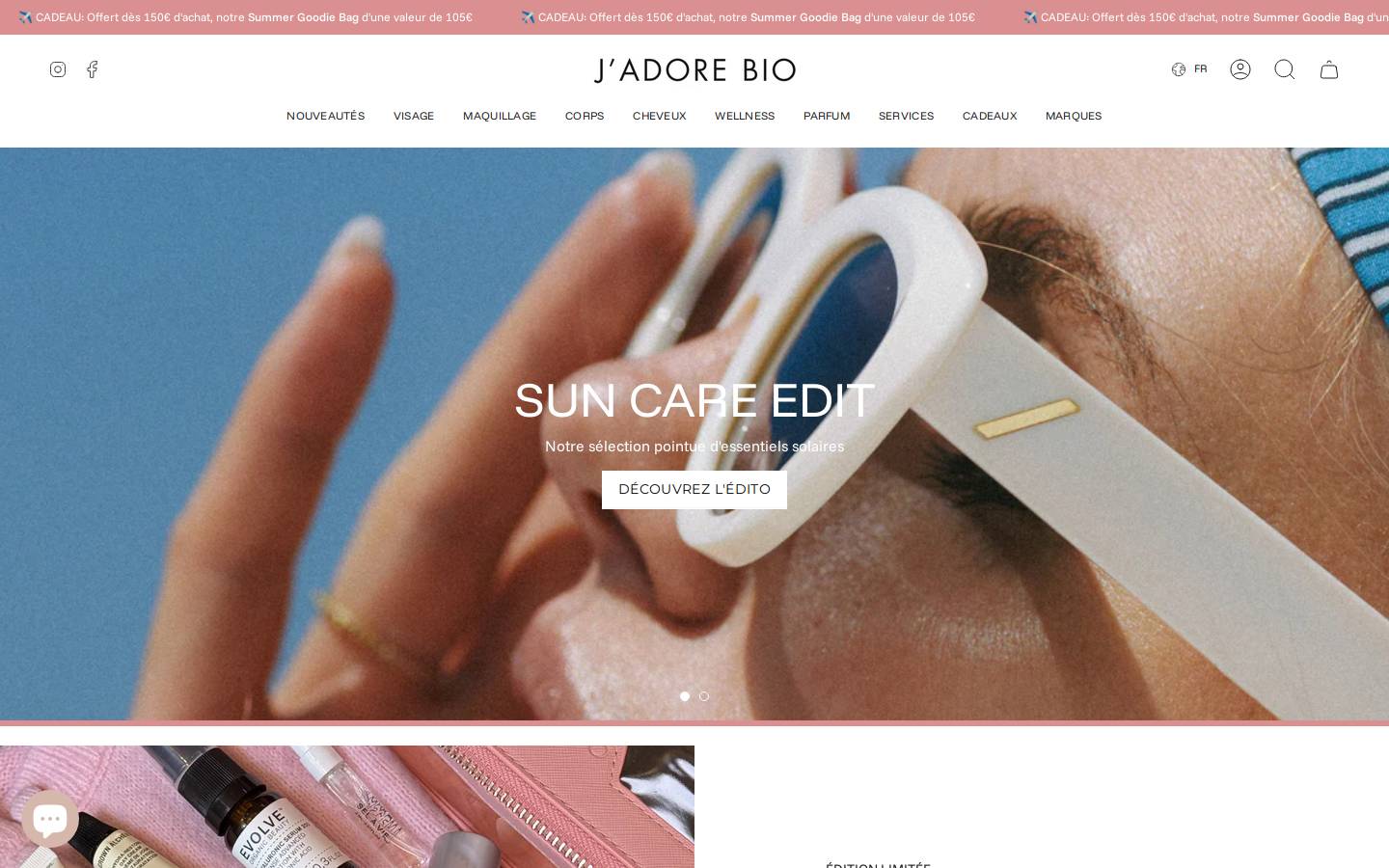 jadorebio.com homepage screenshot