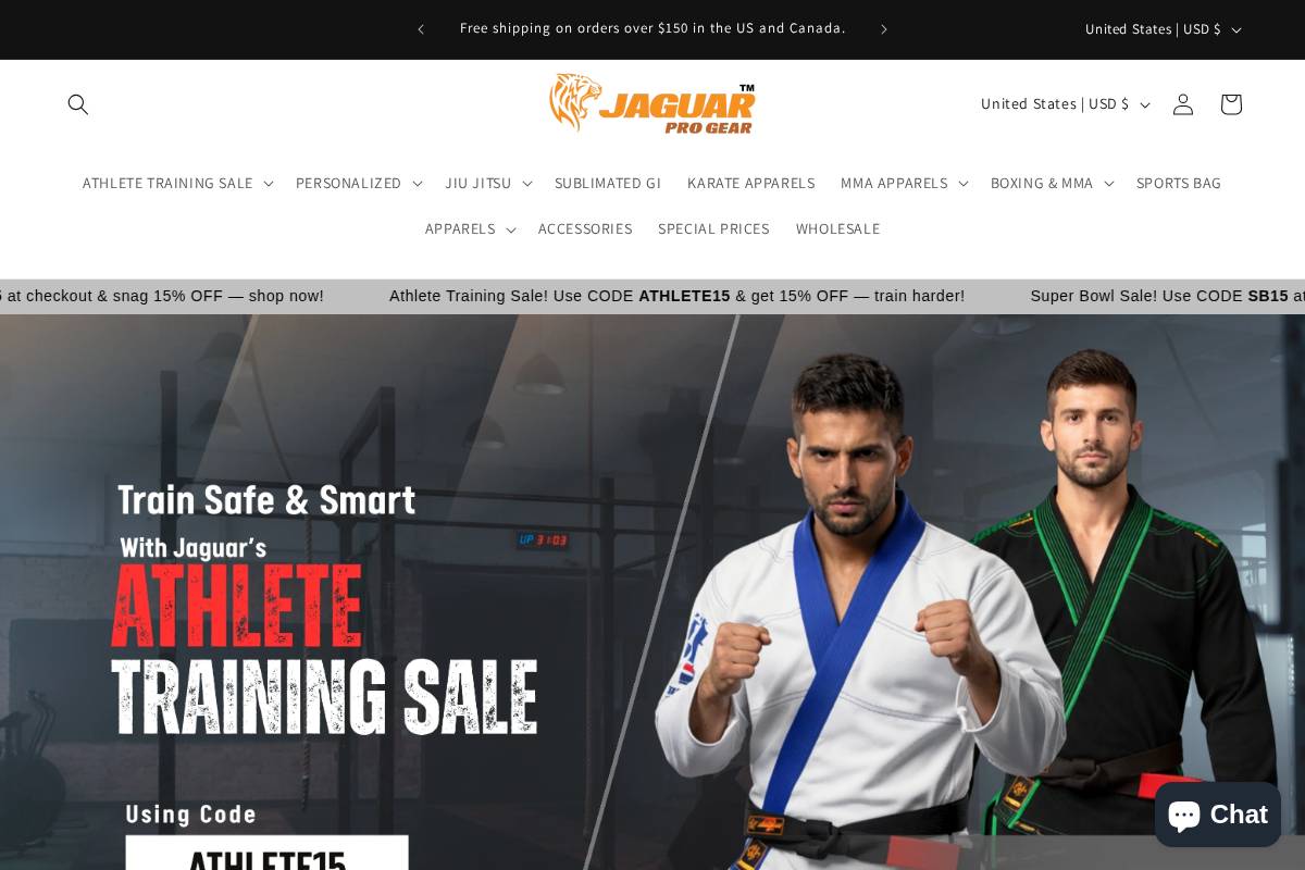 jaguarprogear.com homepage screenshot