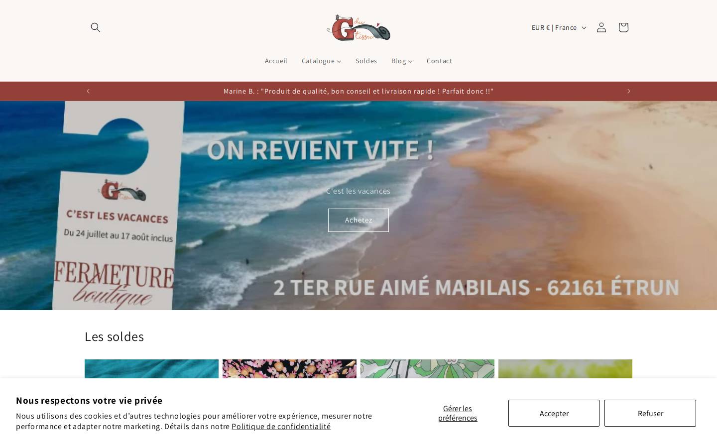 jaidutissu.fr homepage screenshot