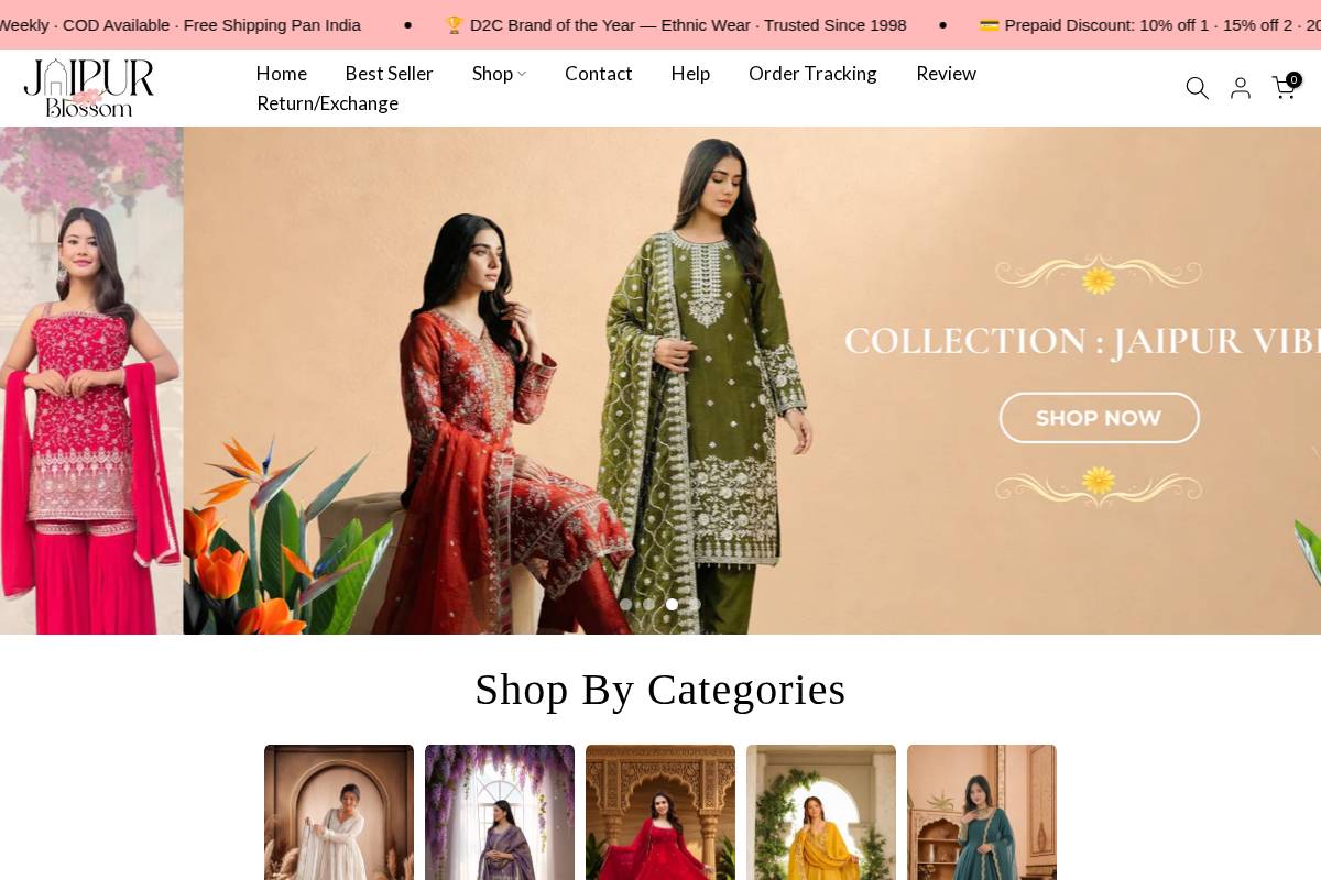 Jaipurblossom homepage screenshot
