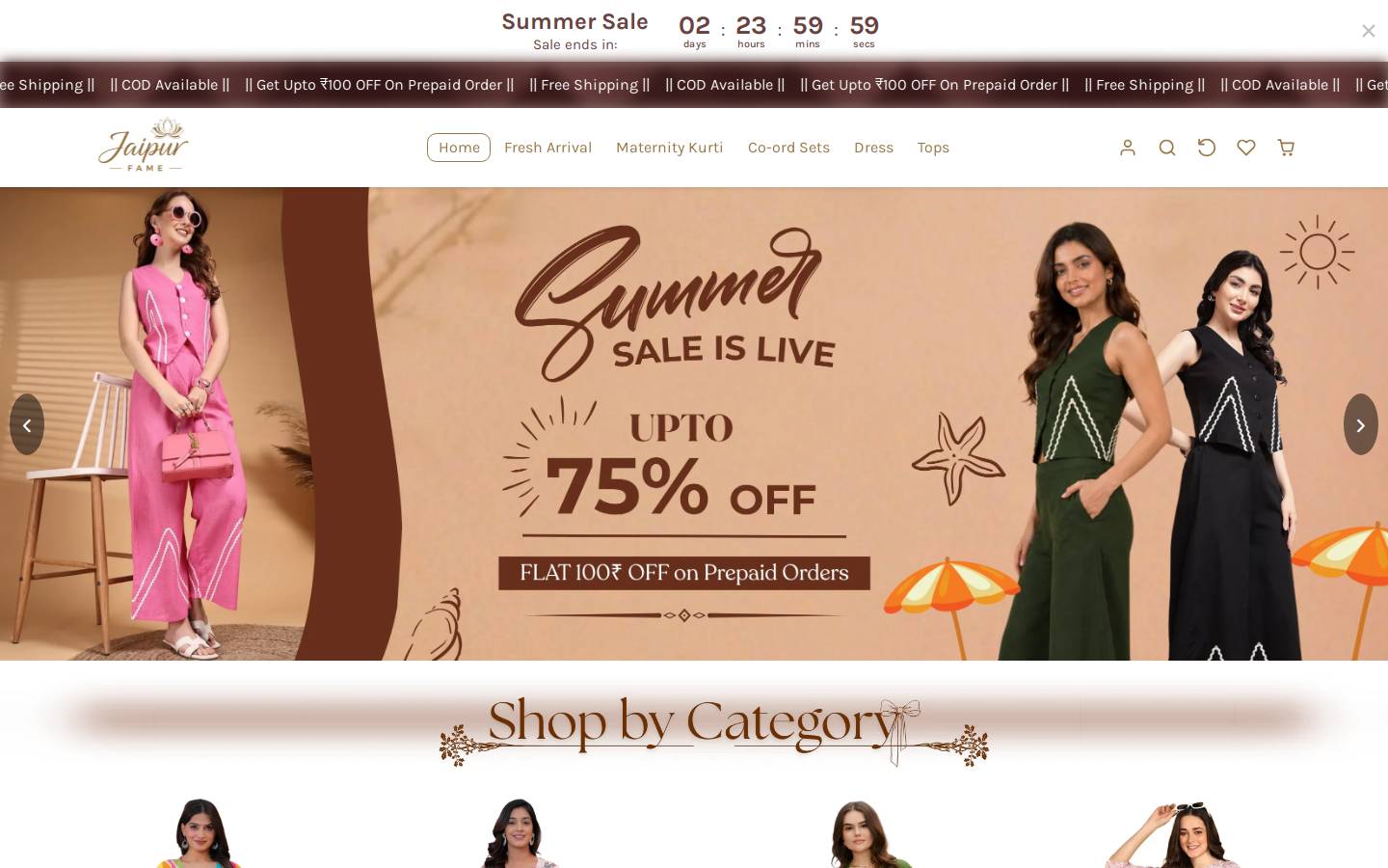 jaipurfame.com homepage screenshot