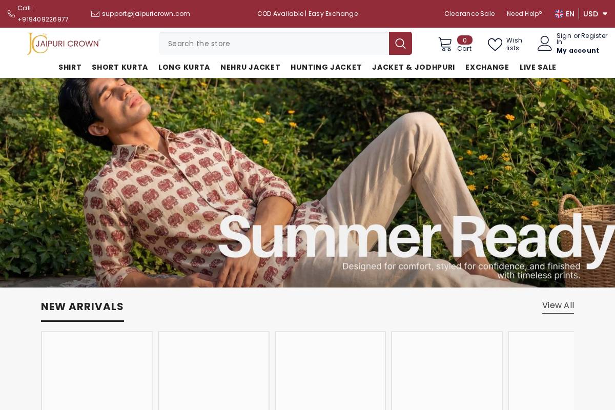 jaipuricrown.com homepage screenshot