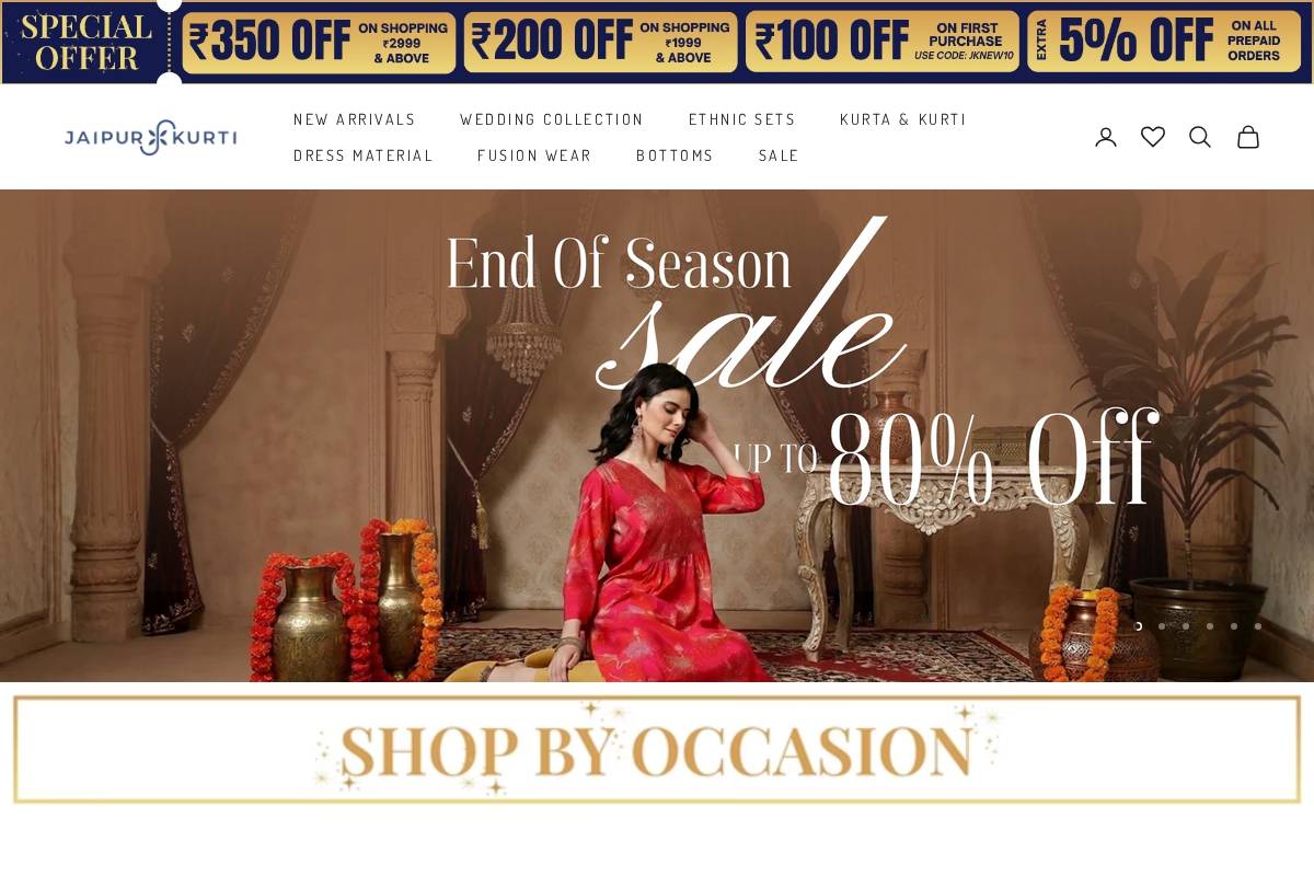Jaipur kurti homepage screenshot