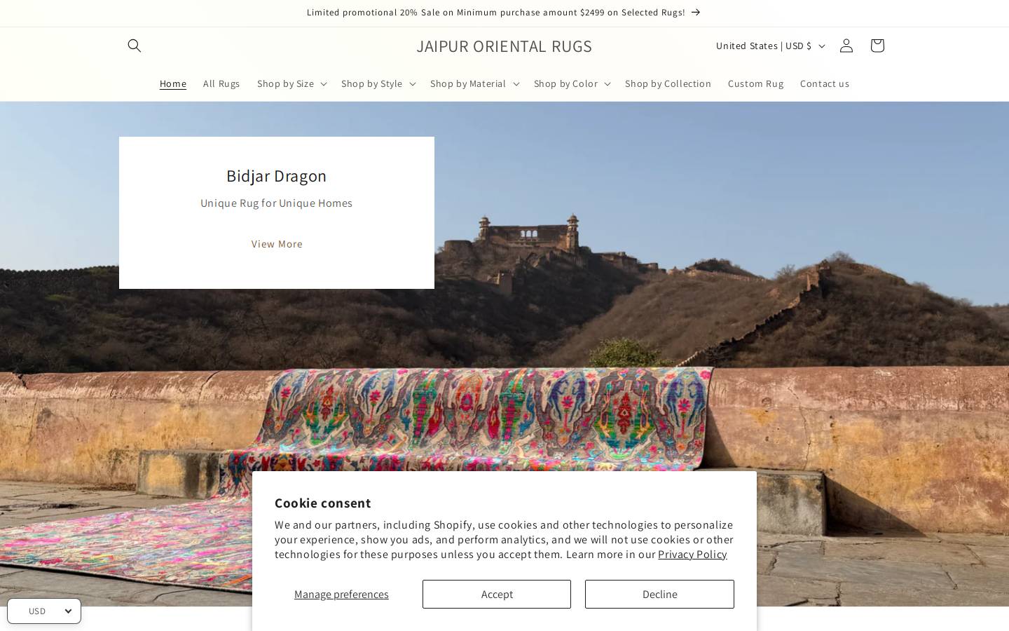 jaipurorientalrugs.com homepage screenshot