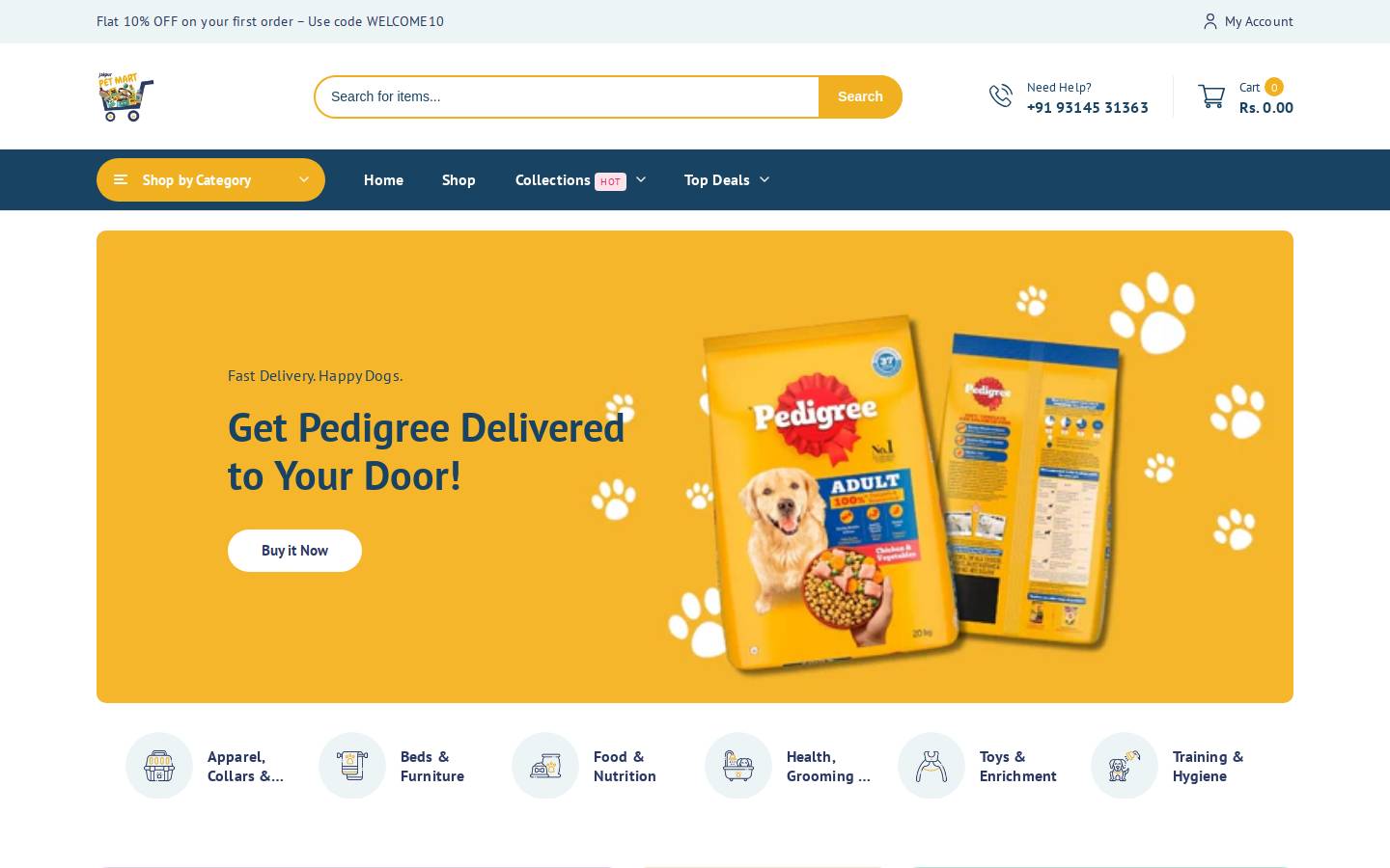 jaipurpetmart.com homepage screenshot
