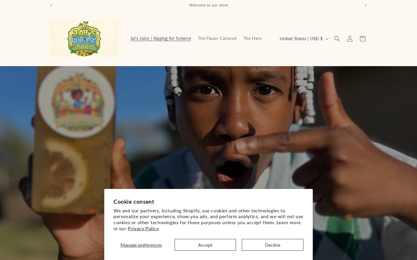 jaisjuice.com homepage screenshot