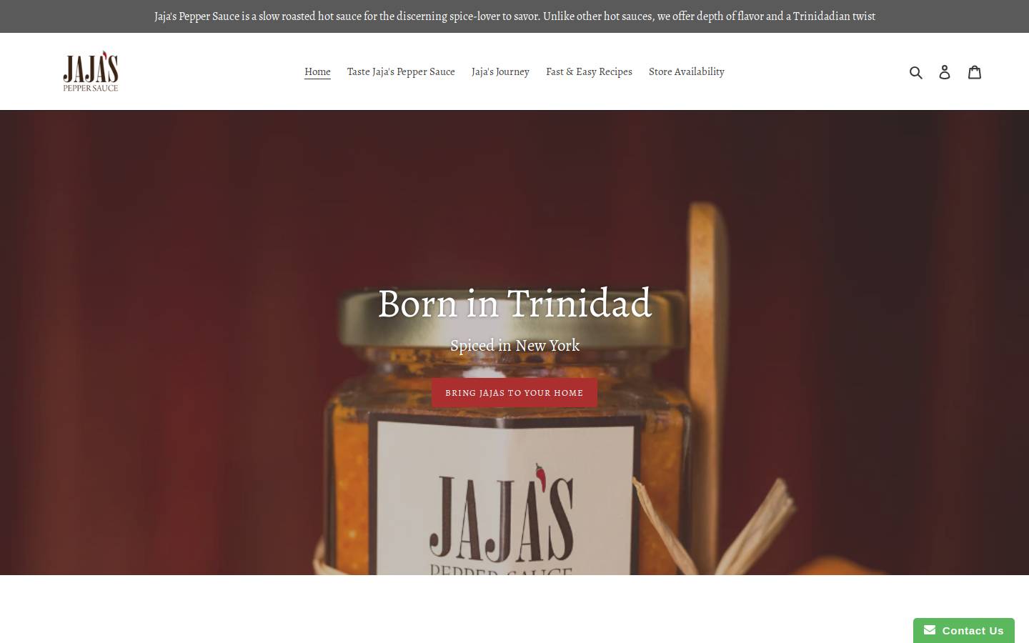 jajaspeppersauce.com homepage screenshot
