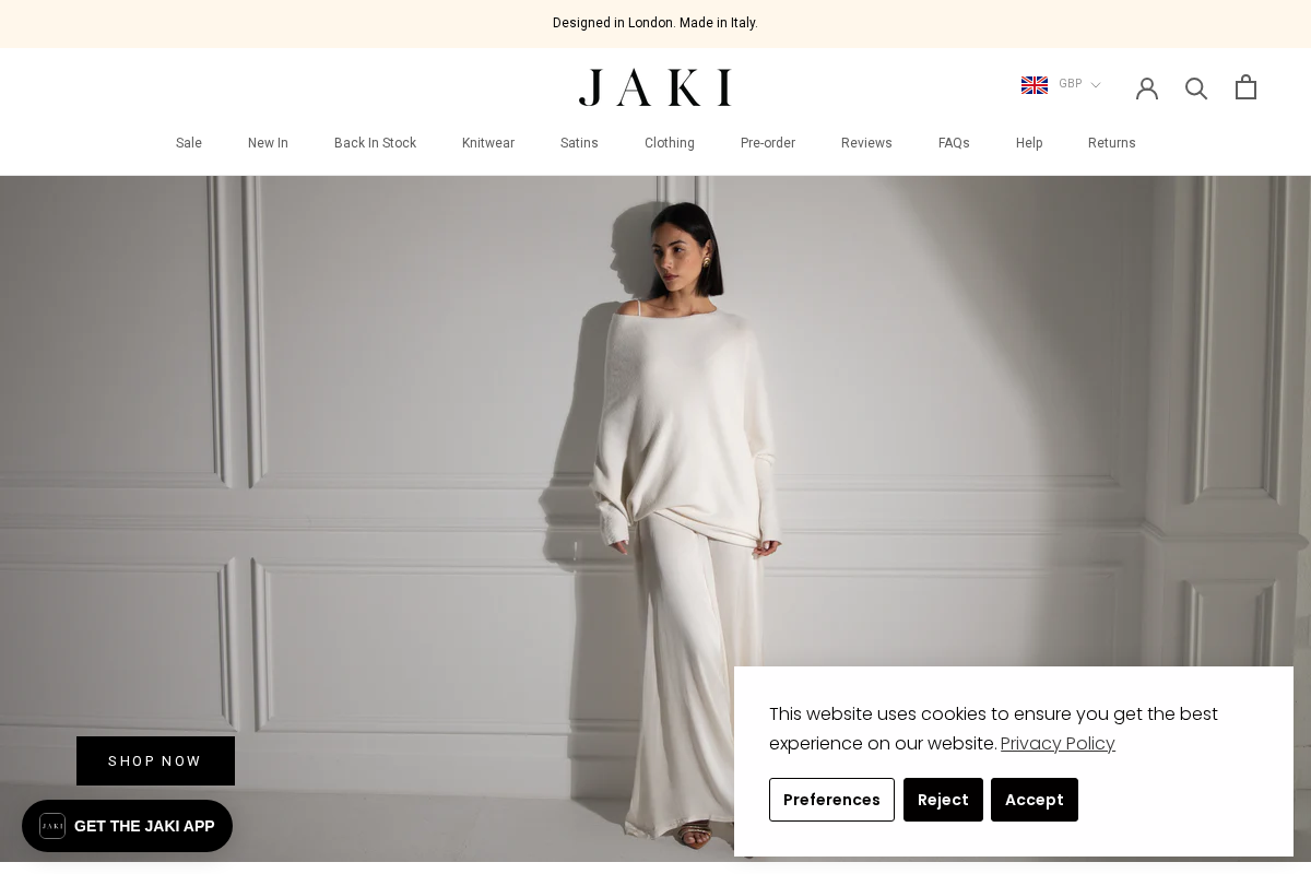 JAKI London homepage screenshot