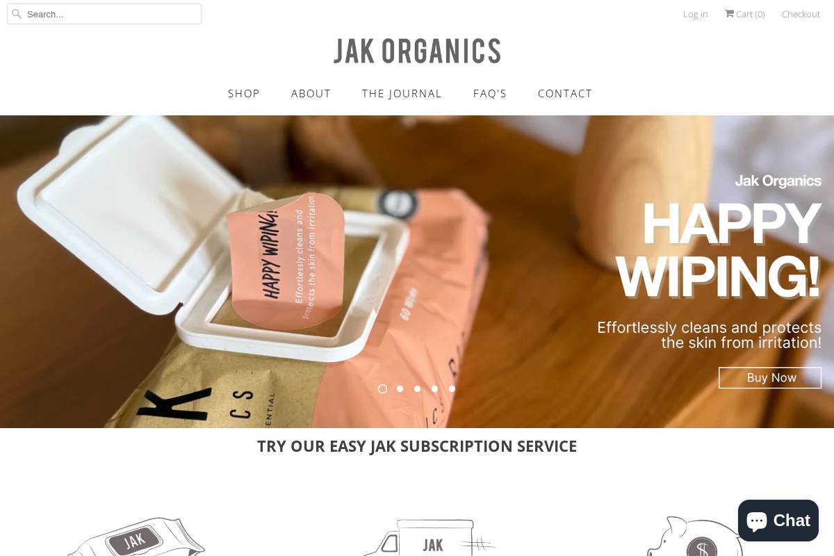 JAK Organics homepage screenshot