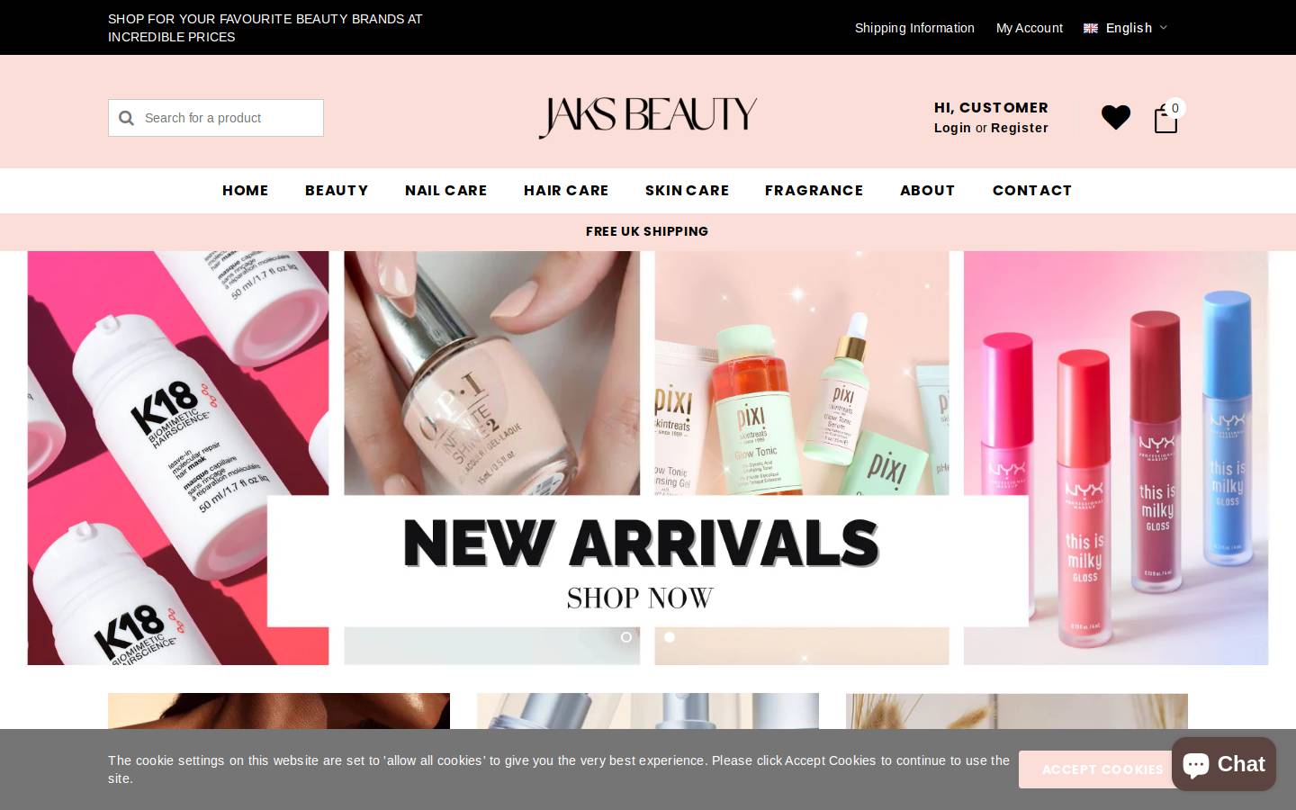 jaksbeautyparlour.com homepage screenshot