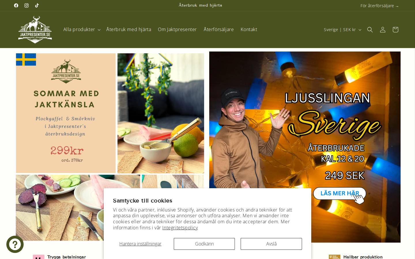 Jaktpresenter.se homepage screenshot