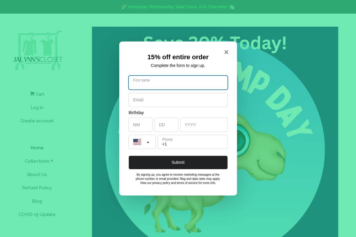 jalynnscloset.com homepage screenshot