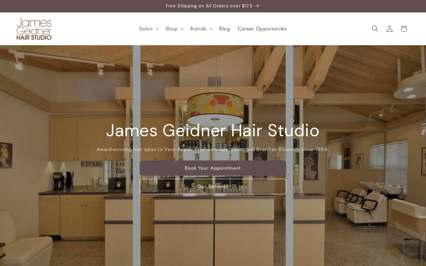 jamesgeidnerhairstudio.com homepage screenshot