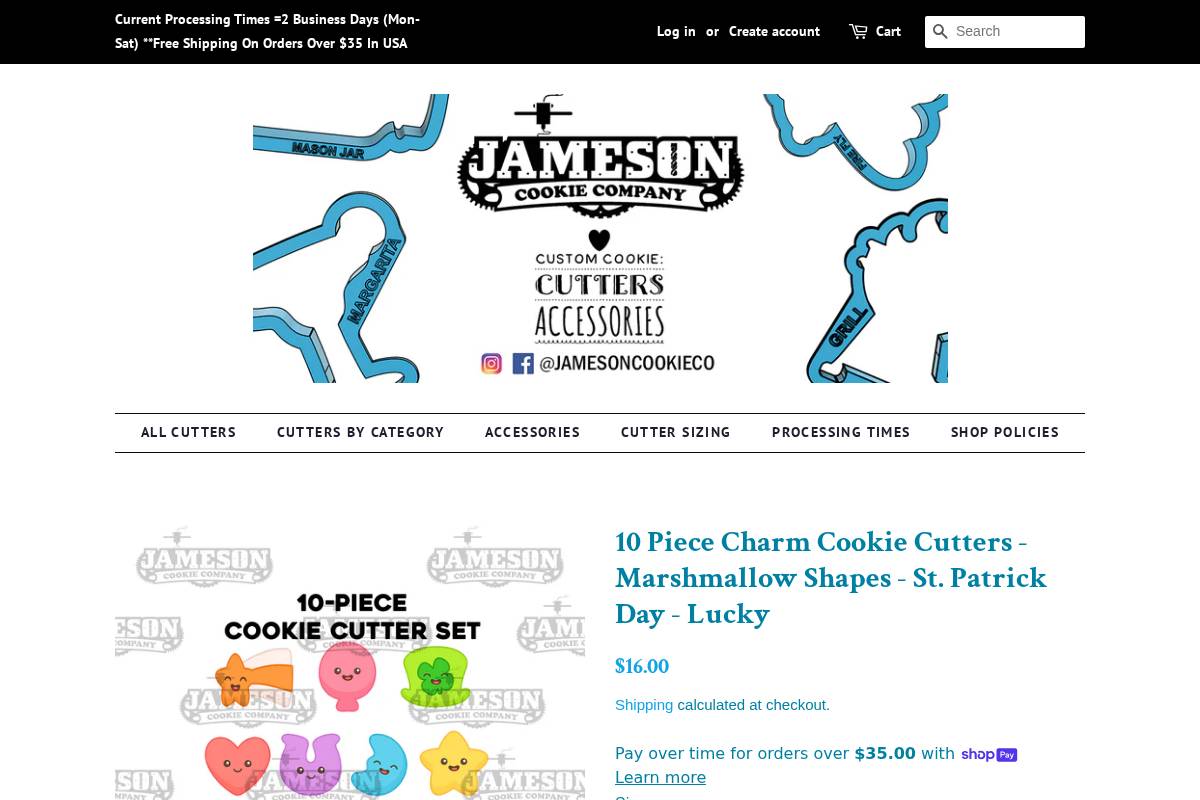 jamesoncookieco.com homepage screenshot