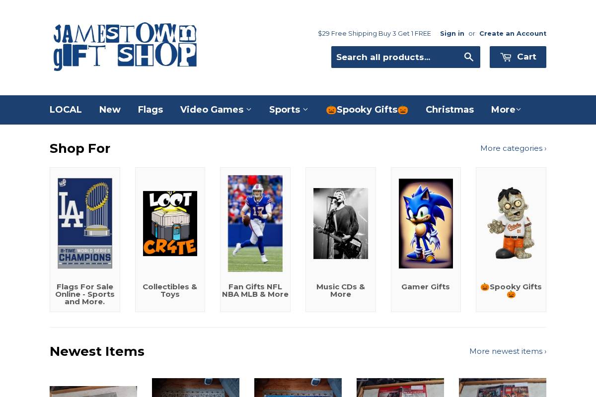 jamestowngiftshop.com homepage screenshot