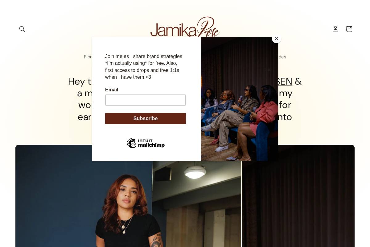 jamikarose.com homepage screenshot