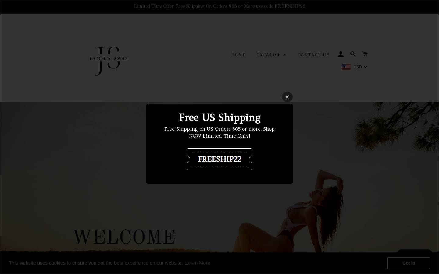 jamilaswim.com homepage screenshot