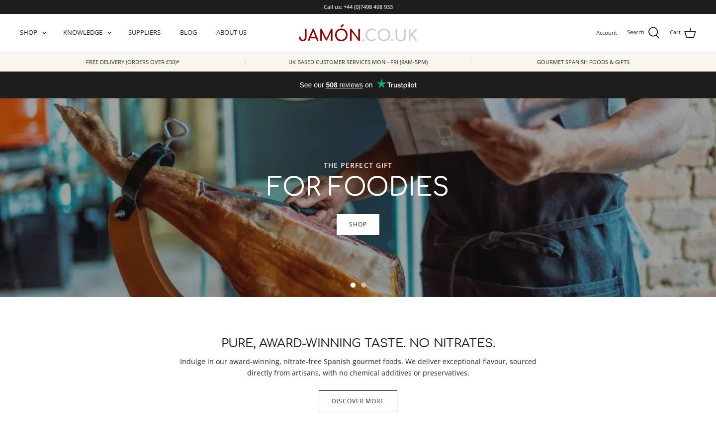 jamon.co.uk homepage screenshot