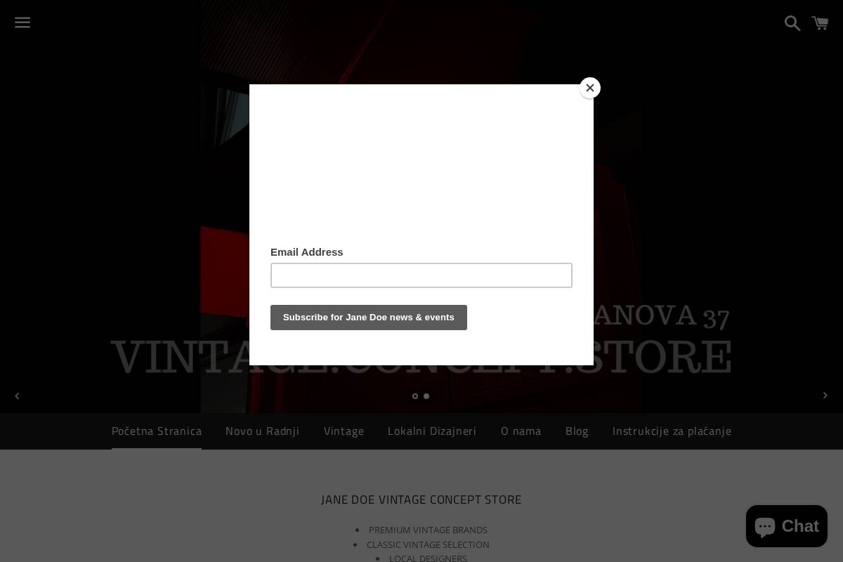 janedoeshop.net homepage screenshot