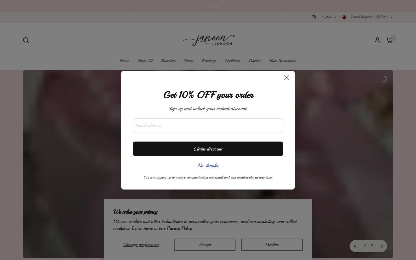 janeen.co.uk homepage screenshot