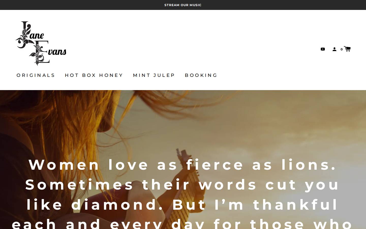 janeevansband.com homepage screenshot