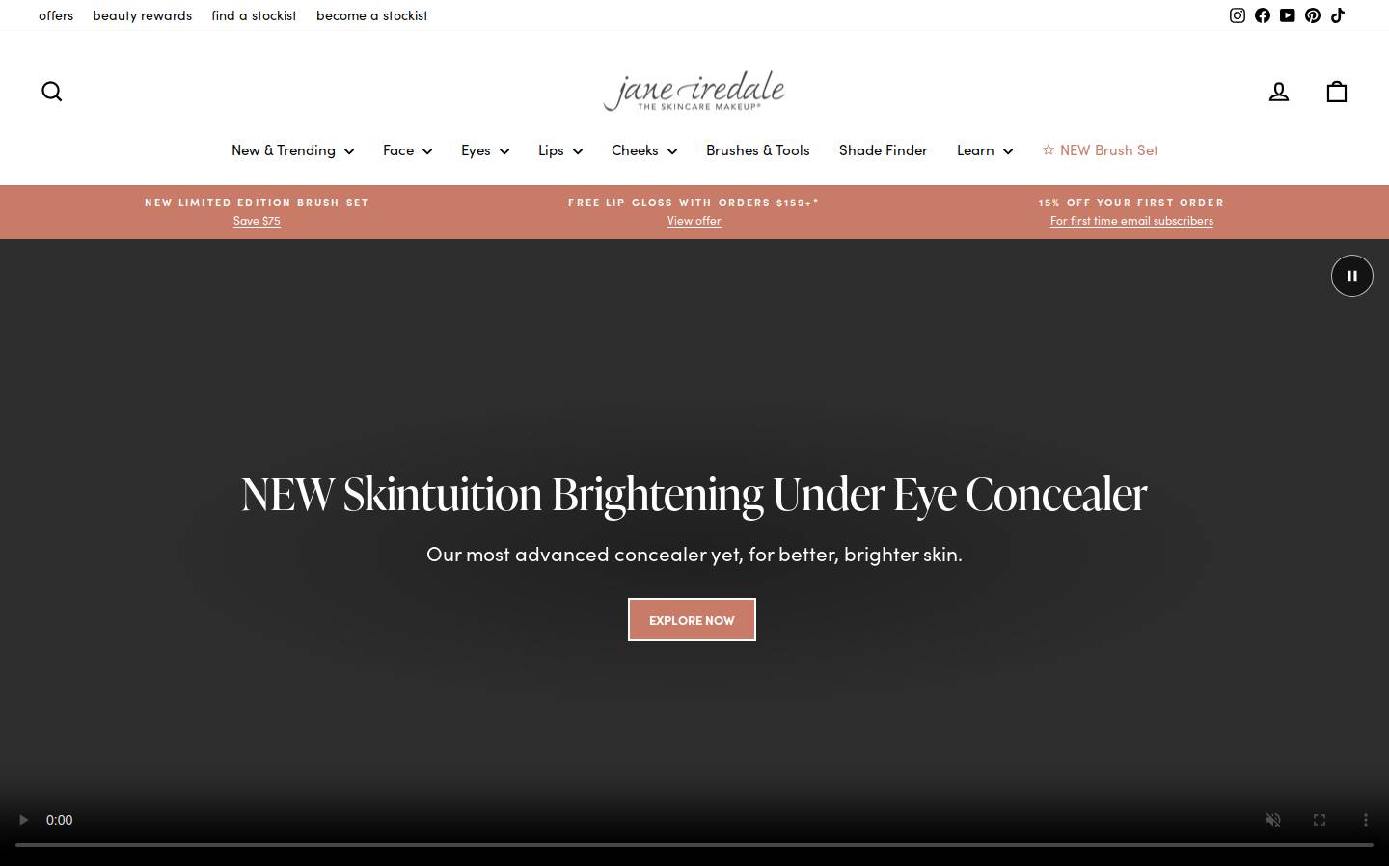 janeiredale homepage screenshot