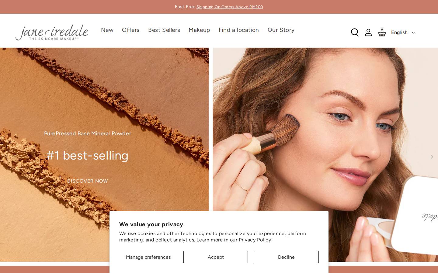 janeiredale homepage screenshot