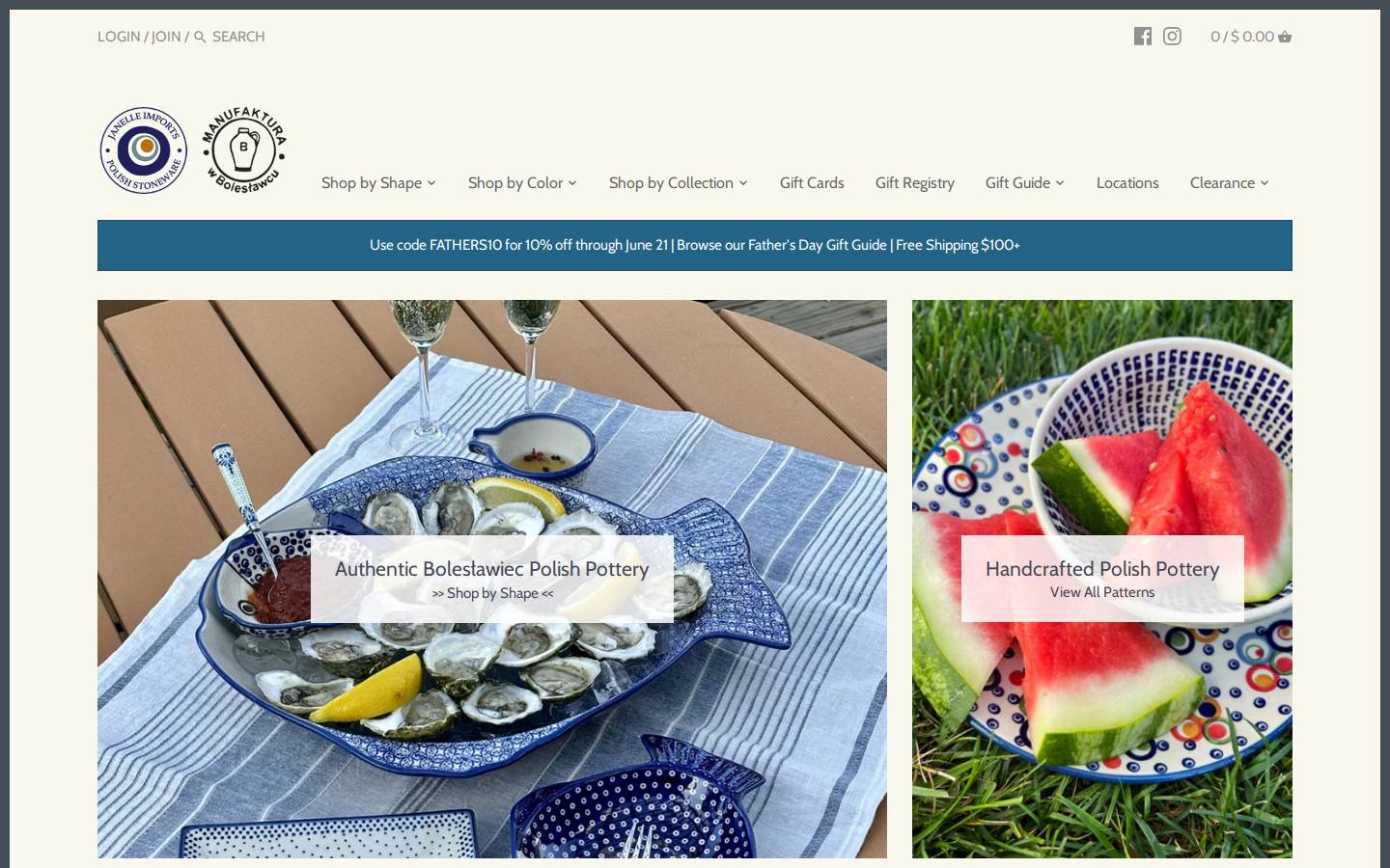 janelleimports.com homepage screenshot