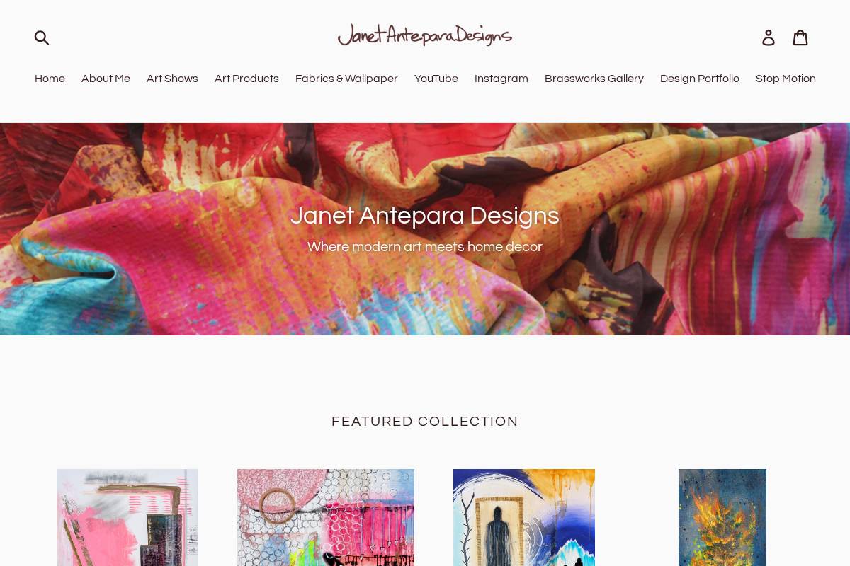 janetanteparadesigns.com homepage screenshot
