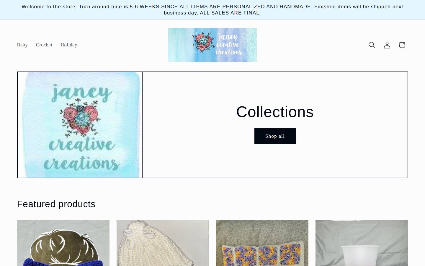 janeyscreativecreations.com homepage screenshot