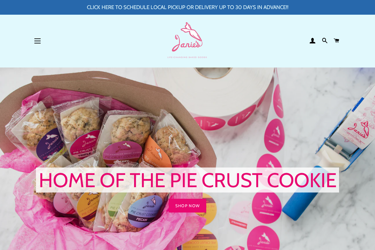 Janie's Life Changing Baked Goods homepage screenshot