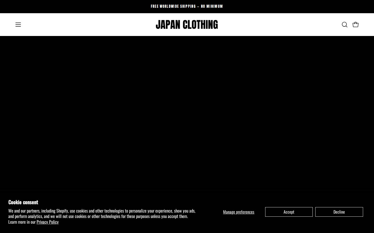 Japan Clothing homepage screenshot