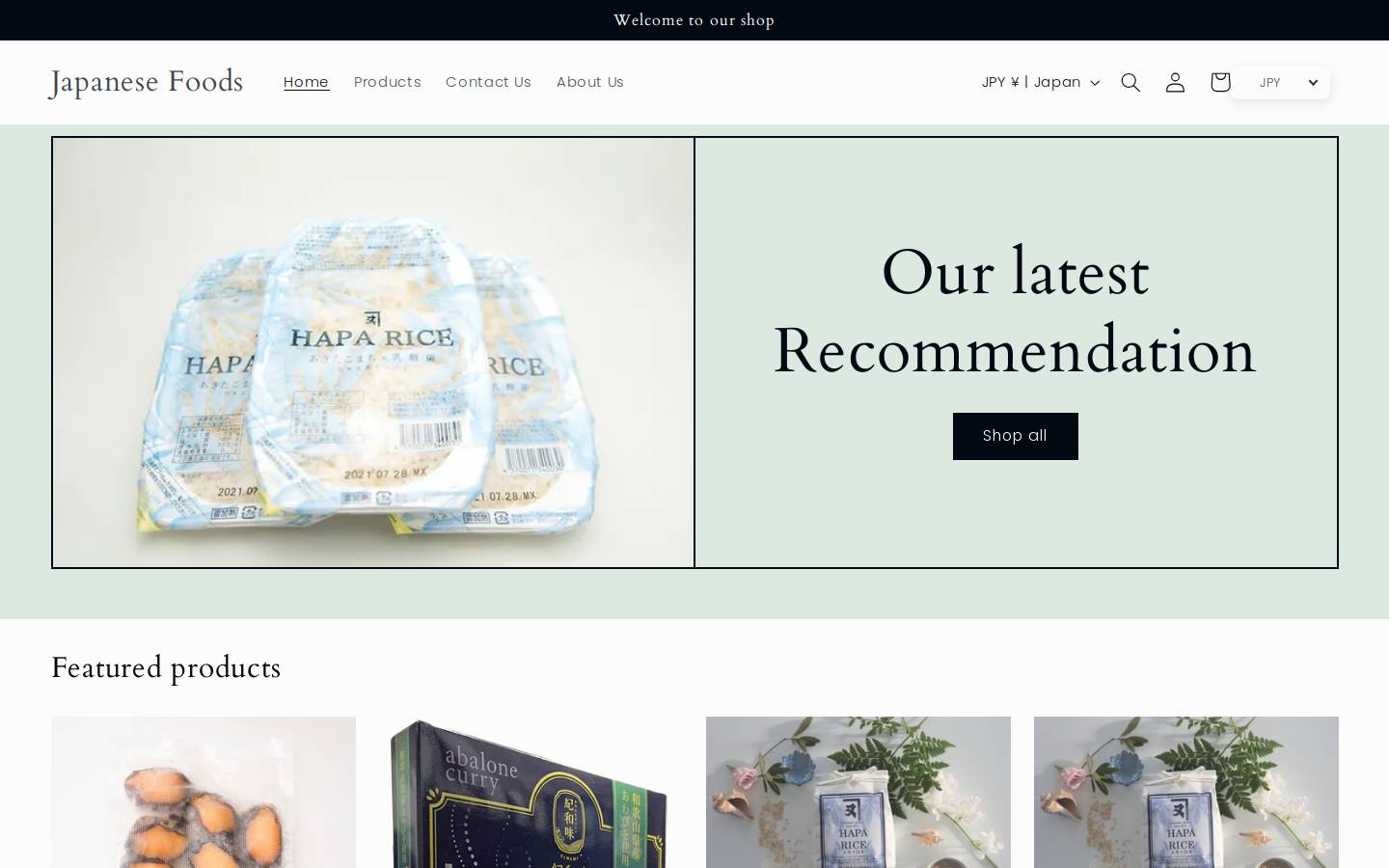 japanesefoods.shop homepage screenshot