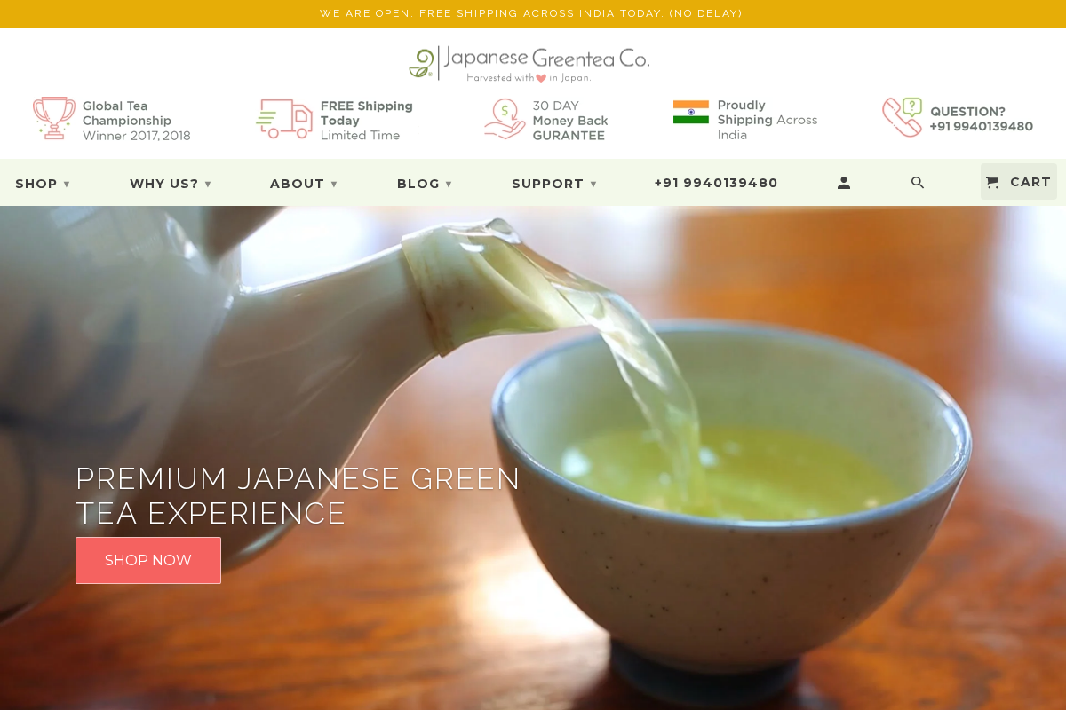 japanesegreentea.in homepage screenshot