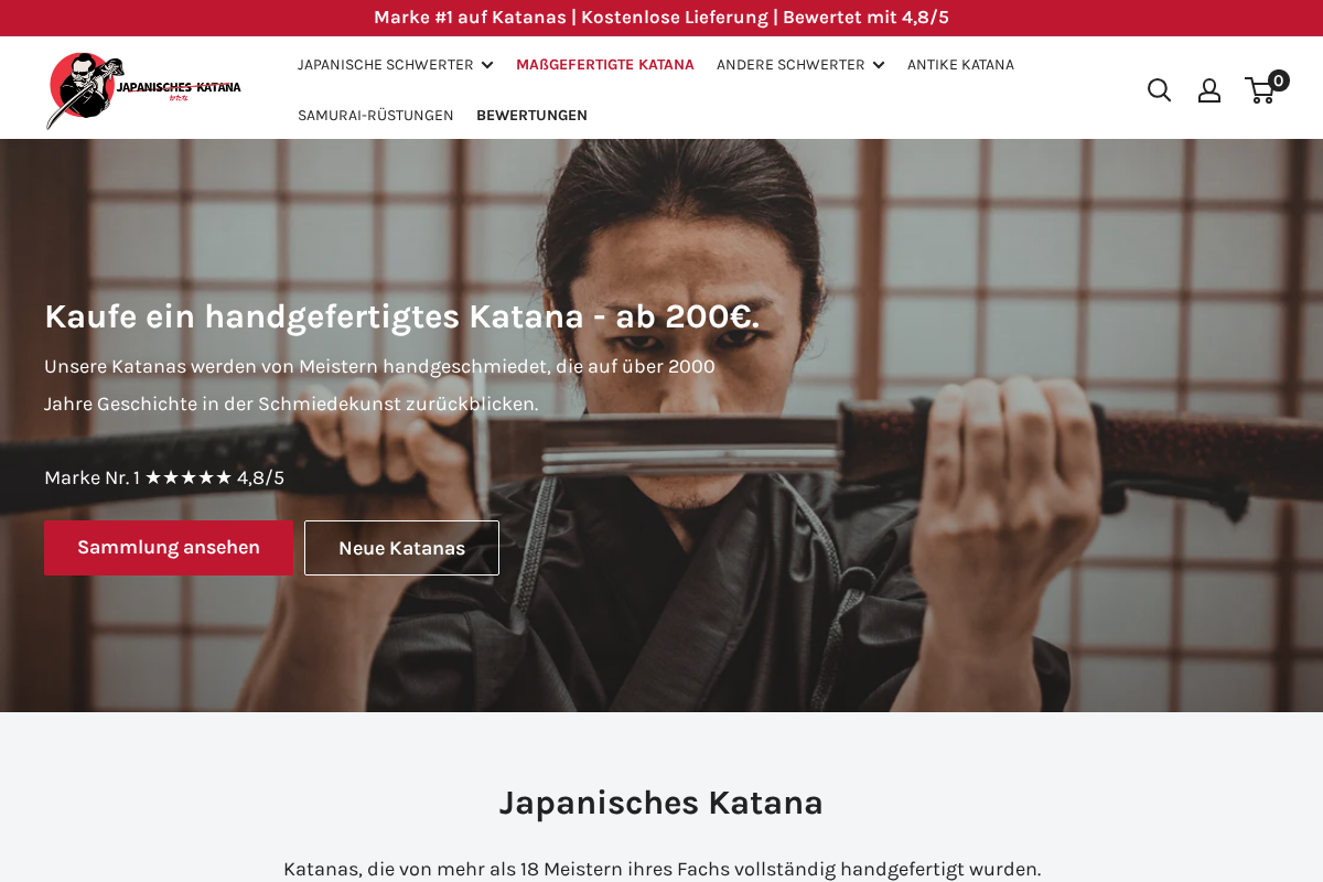 Japanisches Katana homepage screenshot